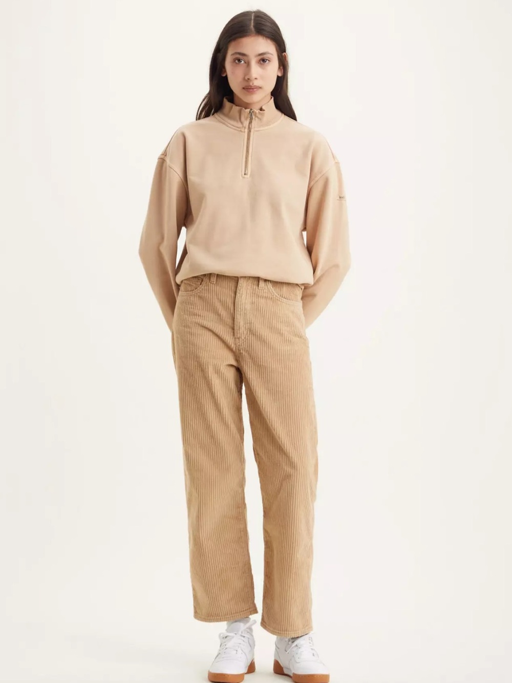 Levi's Premium Ribcage Straight Ankle Corduroy Pants Tan Beige Size 26